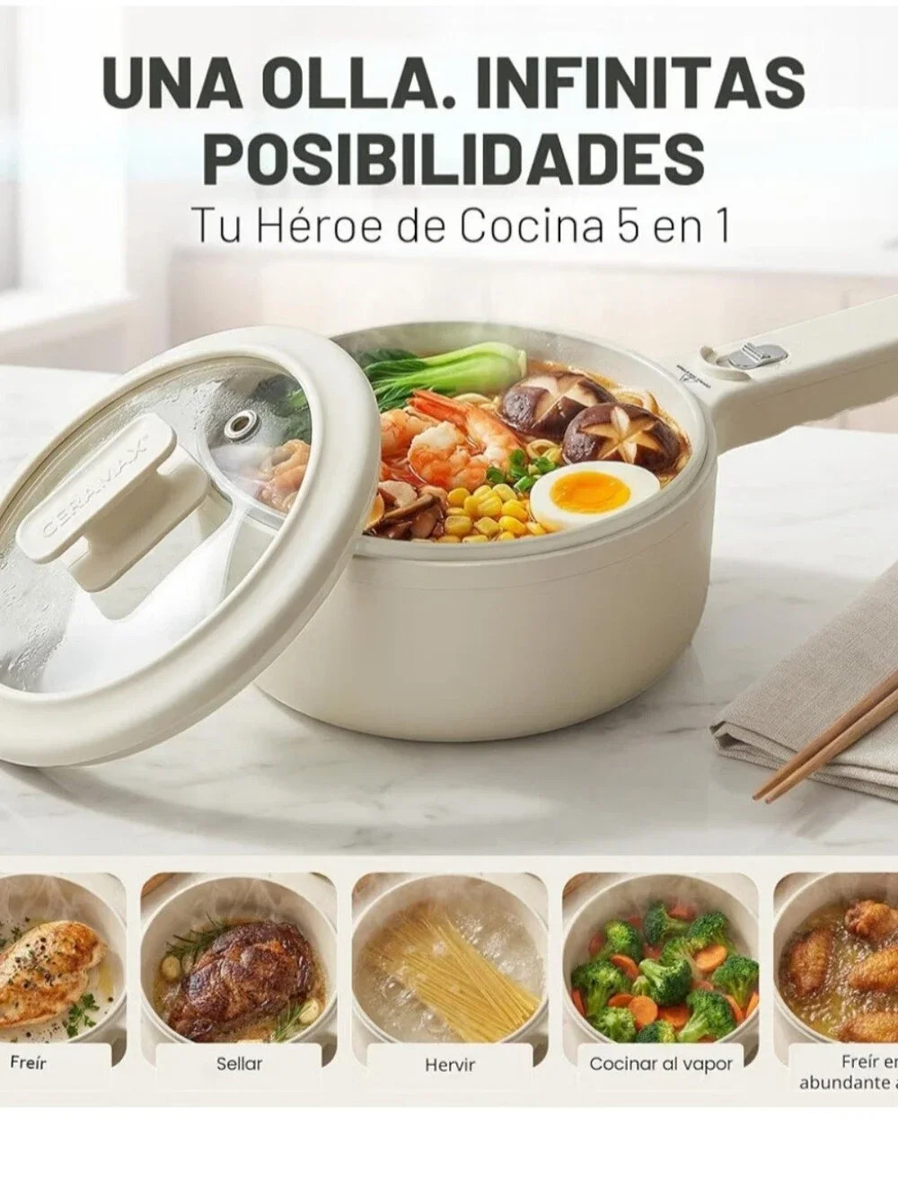 Ceramic Nonstick Skillet with White Lid -